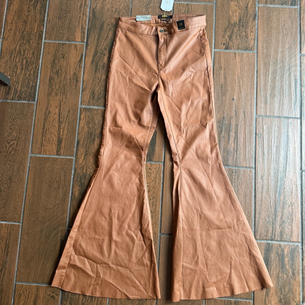 L&B Lucky Blessed Laredo Faux Leather High Waisted Western Flare Pants Size 12